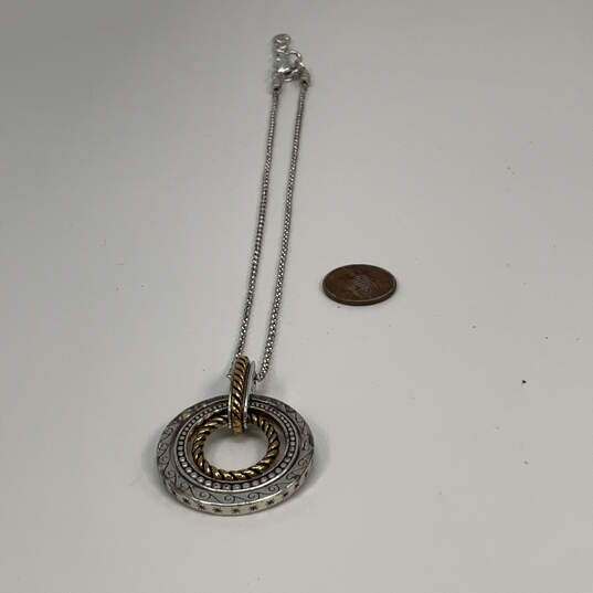 Designer Brighton Two-Tone Round Triple Interlocking Hoop Pendant Necklace image number 2