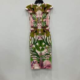 NWT Ted Baker Womens Multicolor Jungle Orchid Print Back Zip Sheath Dress Size 1 alternative image