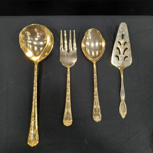 Vintage W.M. Rogers & Sons 50 Pc Gold Plated Silverware Set image number 3