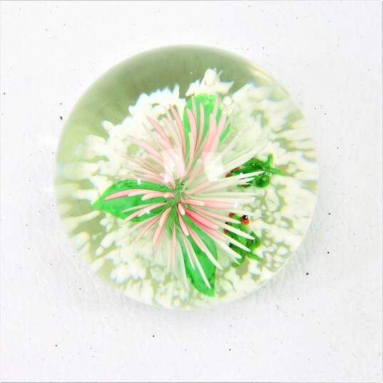 Vintage Murano Style Art Glass Flower & Frogs Paperweight image number 3