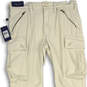 NWT Mens White Pinstripe Slim Fit Straight Leg Cargo Pants Size 34W 32L image number 3