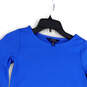 Womens Blue Ruffle Trim 3/4 Sleeve Regular Fit Pullover Mini Dress Size 8 image number 3
