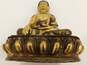 Indian Brass Gold Gilt Shakyamuni Medicine Buddha Statue 8 inch image number 5