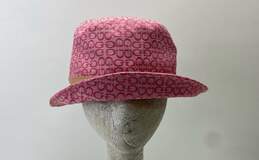 GUESS Pink Logo Signature Canvas Buckle Sun Bucket Hat