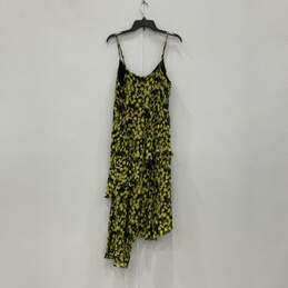 Womens Yellow Black Lemon Print Sleeveless Spaghetti Strap Shift Dress Sz M
