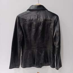 Enzo Angiolini Black Leather Jacket Size S alternative image