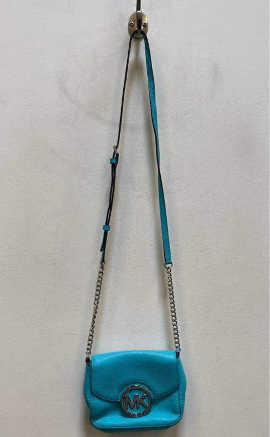 Michael Kors Leather Fulton Crossbody Turquoise image number 3