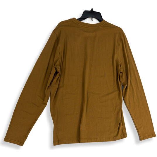 NWT Mens Brown Crew Neck Long Sleeve Regular Fit Pullover T-Shirt Size L image number 2