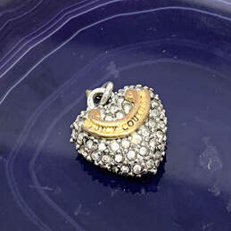 Designer Juicy Couture Gold-Tone Pave Heart Shape Rhinestone Chain Pendant
