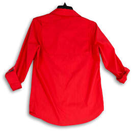 Womens Pink Spread Collar Roll Tab Sleeve Flap Pockets Button-Up Shirt Sz S alternative image