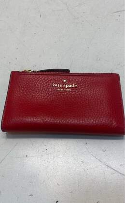 Kate Spade Pebble Leather Slim Snap Wallet Red