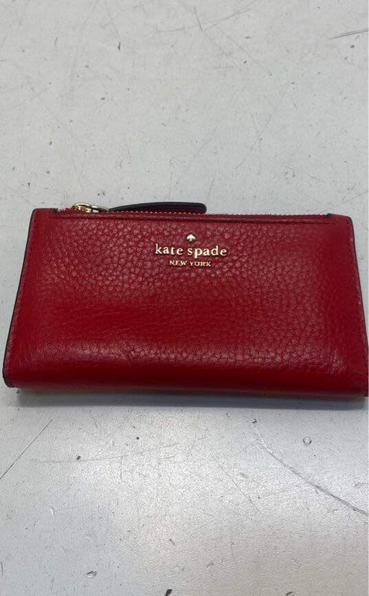 Kate Spade Pebble Leather Slim Snap Wallet Red image number 1