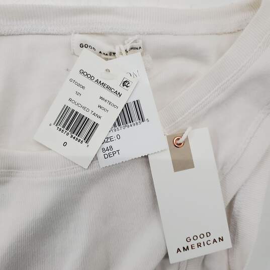 Good American White Rouched Tank NWT Size 0 image number 3