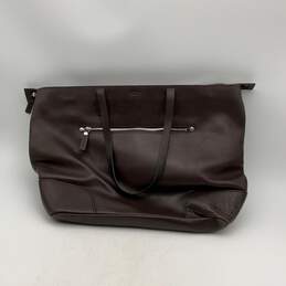 Shinola Womens Brown Leather Inner Outer Pocket Double Handle Tote Bag