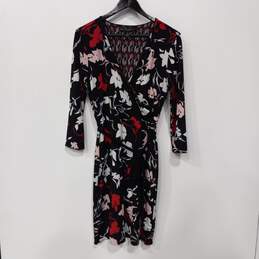 White House Black Market Women's LS Front Tie Floral Print Dress Size 8