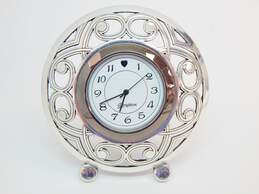 Brighton Designer Silver Tone Desk Clock and Serendipity Mirror Compact alternative image