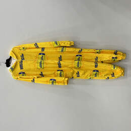 Womens Yellow Printed Long Sleeve Hooded Full-Zip One-Piece Jumpsuit Sz M/L