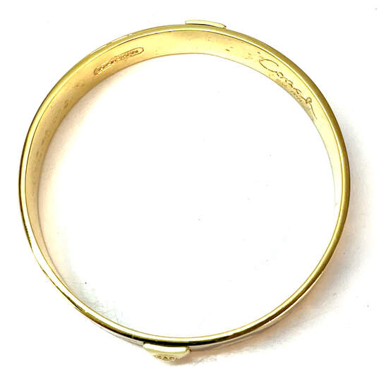 Designer Coach Gold-Tone Enamel Round Shape Bangle Bracelet With Dust Bag image number 3
