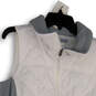 Womens White Gray Mock Neck Pocket Sleeveless Full-Zip Puffer Vest Size M image number 3