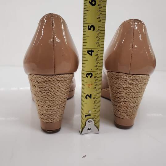 Prada Patent Leather Nude Peep Toe Wedges Women's Size 9.5 image number 7