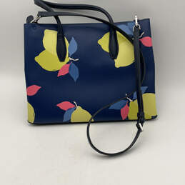 Womens Blue Double Handle Inner Pocket Satchel Bag Purse w/ Lemons alternative image