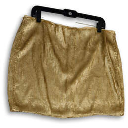 Womens Gold Sequins Classic Fit Back Zipper Short Mini Skirt Size 14