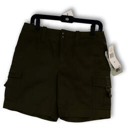 NWT Womens Green Flat Front Pockets Regular Fit Cargo Shorts Size 6 P