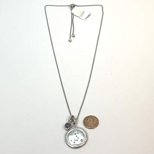 Designer Kendra Scott Silver-Tone Adjustable Chain Charm Necklace w/ Bag image number 2