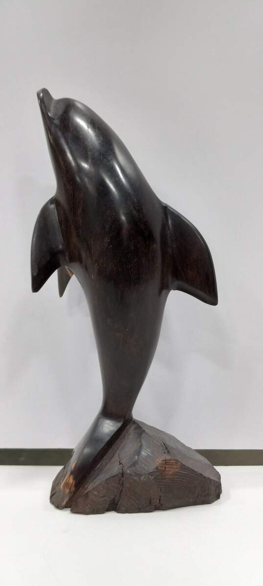 Vintage Wooden Dolphin Statue image number 1