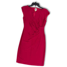 Womens Purple Pleated Sleeveless Stretch Side Zip Sheath Dress Size 4