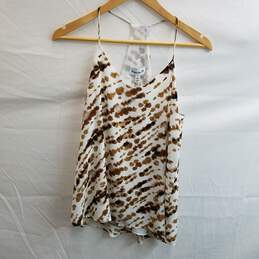 Veronica M. Los Angeles Women's White/Brown Polyester Racerback Cami Top Size S