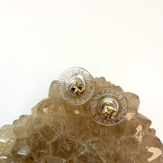 Designer Stella & Dot Gold-Tone Brown Crystal Cut Stone Stud Earrings image number 2