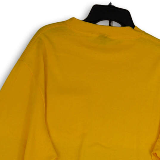 Mens Yellow Regular Fit Crew Neck Long Sleeve Pullover T-Shirt Size XL image number 2