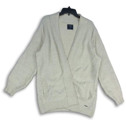 Abercrombie & Fitch Womens Cream Knitted Open Front Cardigan Sweater Size XL image number 1