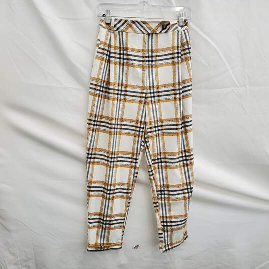 Topshop Women's Plaid Straight Leg High Rise Casual Pants Size 2 image number 1