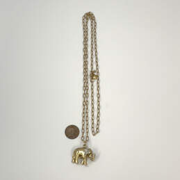 Designer J. Crew Gold-Tone Link Chain Rhinestone Elephant Pendant Necklace alternative image