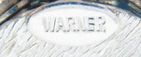 Vintage Joseph Warner Blue Icy Aurora Borealis & Silver Tone Cat Brooch 15.3g image number 3