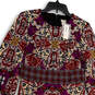 Womens Multicolor Floral Long Sleeve Round Toe Knee Length Shift Dress Sz 0 image number 1