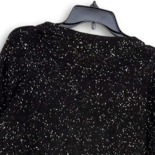 Womens Black Shimmer Round Neck Long Sleeve Knitted Pullover Sweater Size L image number 4