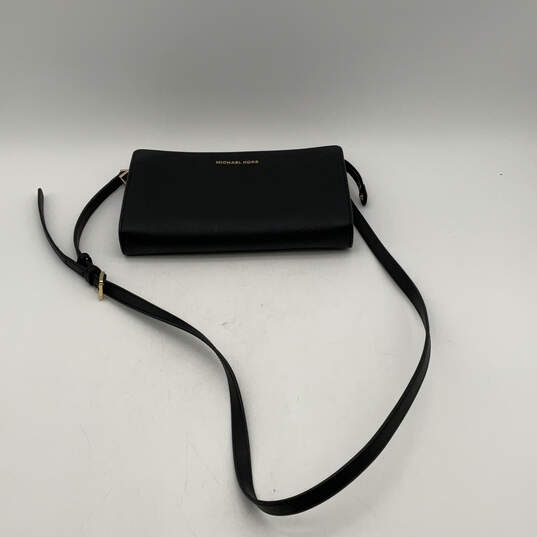 Womens Black Leather Adjustable Strap Inner Pockets Zipper Crossbody Bag image number 5