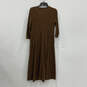 Womens brown Black Animal Print 3/4 Sleeve V-Neck Midi Shirt Dress Size 8R image number 2