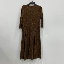Womens brown Black Animal Print 3/4 Sleeve V-Neck Midi Shirt Dress Size 8R alternative image