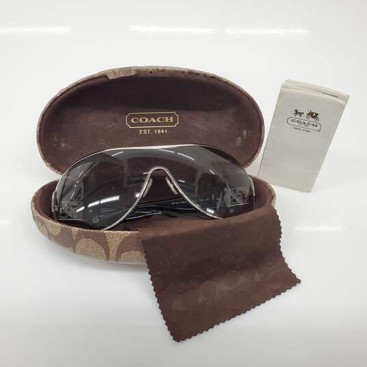 Coach 'Reagan' Rhinestone Accent Silver/Black Shield Sunglasses image number 1