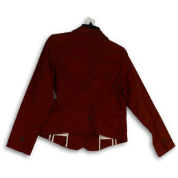 Womens Red Long Sleeve Notch Collar Pockets Three Button Blazer Size Small alternative image