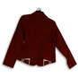 Womens Red Long Sleeve Notch Collar Pockets Three Button Blazer Size Small image number 2