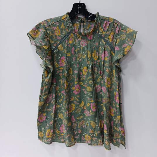 Nanette Lepore Green/Floral Pattern Top Size L W/Tags image number 1