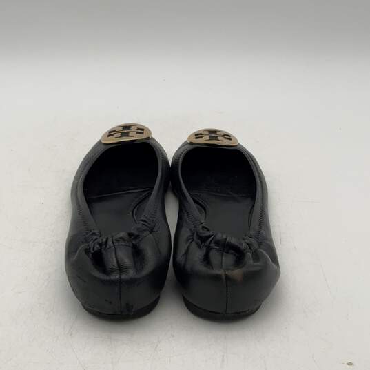 Tory Burch Womens Minnie Black Gold Travel Ballet Flats Size 7.5 With Dust Bag image number 4