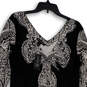 NWT Womens Black White Paisley V-Neck Classic Pullover Shift Dress Size XL image number 3