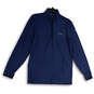 Mens Blue 1/4 Zip Mock Neck Thumbhole Long Sleeve Athletic Shirt Size Small image number 1