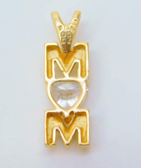 14K Yellow Gold Heart CZ Mom Pendant 1.9g image number 3
